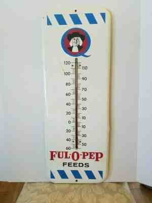 26" X 10" FUL-O-PEP FEEDS THERMOMETER SIGN