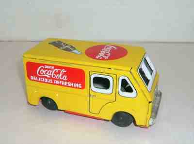 RARE VINTAGE 1950'S JAPAN TIN COCA-COLA VAN BREAD TRUCK W/REAR OPENING DOOR