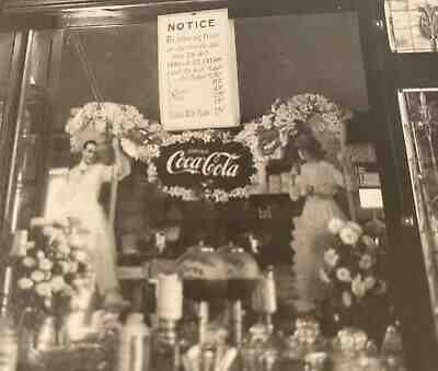Coca Cola 1917 Soda Fountain Bar Rare Bar Back Window Sign Festoon Photo