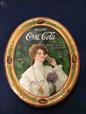 Rare 1906 Vintage Coca Cola Advertising Tray Sign