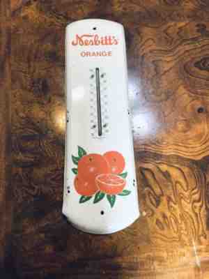 Original  1974 NESBITT'S ORANGE CANADA BARKER 3973 THERMOMETER SIGN Work