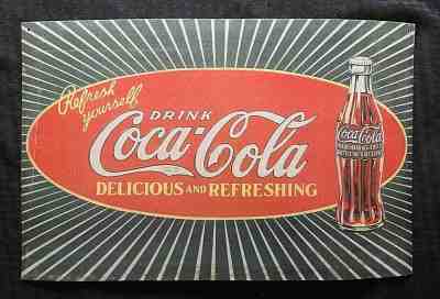 1920's ORIGINAL COCA COLA CARDBOARD SIGN "Refresh Yourself" STARBURST VERY RARE