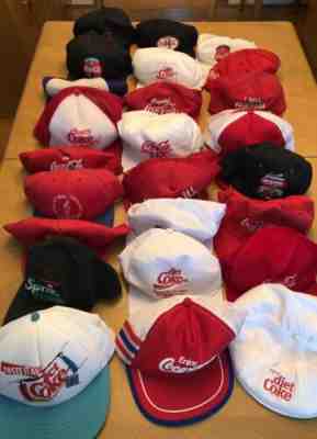 Lot of 31 Vintage Coca-Cola & Associated Coke Product hats 70's-90's