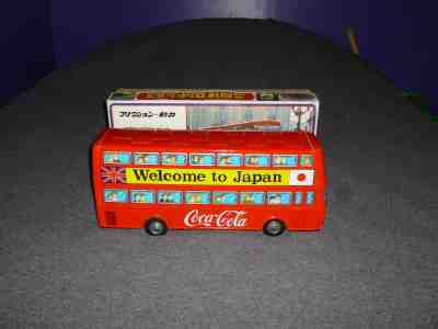 Big1970S Coca Cola Double Decker Tin Friction Bus Box Trademark S.T. Japan