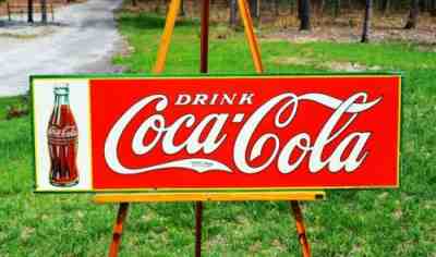 VINTAGE 1935 COCA COLA SODA XMAS 1923 BOTTLE EMBOSSED SIGN UNFINDABLE NMINT