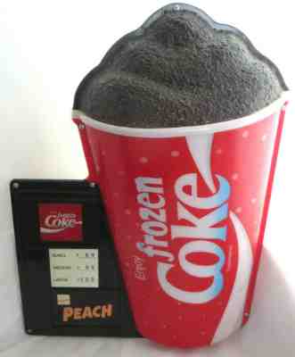 1996 Large Mirro Frozen Coke Sign Lighted Bubble Plastic Peach 120 Volts