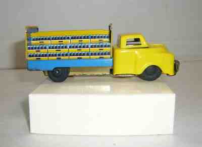VINTAGE 1950'S JAPAN TIN FRICTION COCA-COLA HAJI DELIVERY TRUCK
