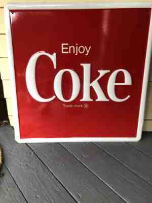 Authentic Vintage 1983 Enjoy Coca-Cola Embossed Tin Scioto Sign Co 24x24