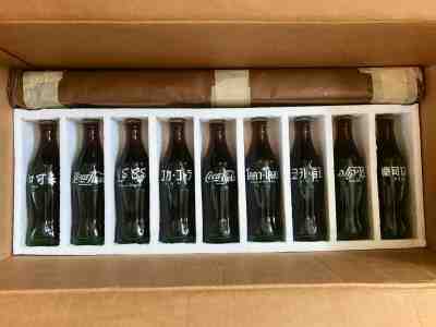 1986 Coca Cola Centennial Celebration International 9 Bottle Collector Set-MINT 
