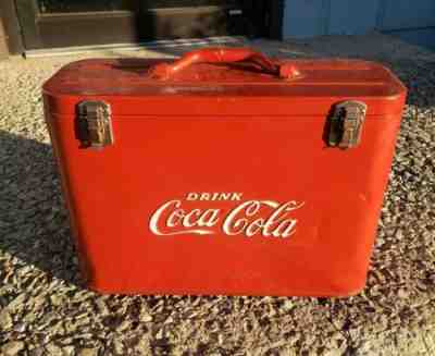1950s Coca Cola Cavalier Airline Cooler Coke Airplane Picnic Sign Vintage Retro