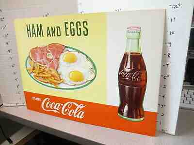 COCA COLA Coke bottle 1958 soda fountain diner store display sign HAM EGGS