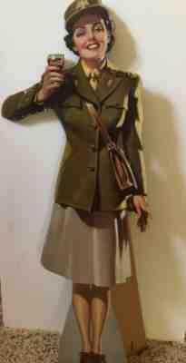Coca-Cola Vintage Army Service Girl Die-Cut Cardboard w/ Easel Back 1944
