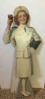Coca-Cola Vintage Navy Service Girl Die-Cut Cardboard W/ Easel Back 1944