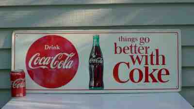Original Vintage (1963) COCA-COLA Embossed Sign- "Things Go Better With Coke"