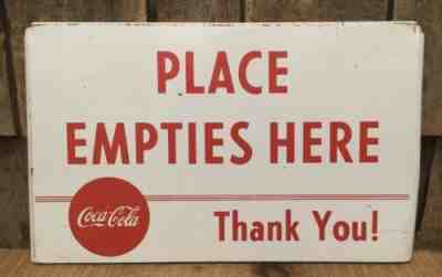 Vintage COCA COLA Place Empties Here Store Display Bottle Rack Advertising Sign 