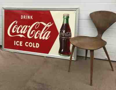 1954 ORIGINAL metal Vintage Large Authentic Coke Coca-Cola  Sign Original