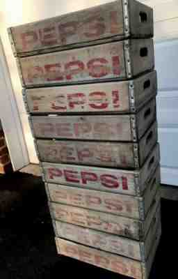 10 Vintage Rustic Faded Grey Pepsi Wood Soda Pop Crates Lot