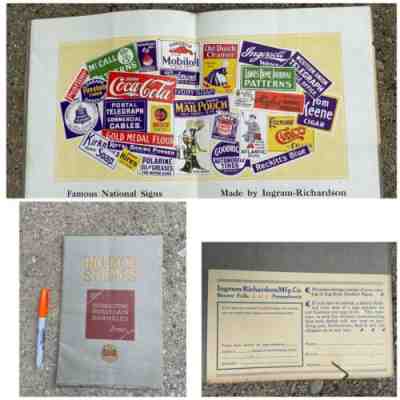 Ing Rich Porcelain Sign Advertising Catalogue Coca Cola Gas Oil Tobacco c. 1920