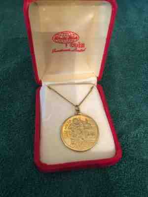 Coca Cola 1977 Bar Coin Necklace NIB Rare Minted fine silver w 24kt GP
