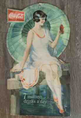 Rare 1926 Coca-Cola Umbrella Girl Advertising Diecut