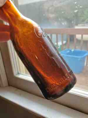 Knoxville Tennessee TN Amber Arrow Straight Side embosed Script Coca Cola Bottle