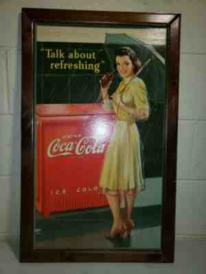 Rare 1942 Coca-Cola Cardboard Advertising Sign ~ Umbrella Girl ~ Snyder & Black