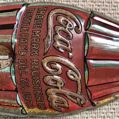 VERY RARE 1930 Coca-Cola "Christmas Bottle" Tin Thermometer Nice 