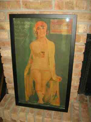 VINTAGE COCA-COLA 3-D CARDBOARD ADVERTISING SIGN, FRAMED