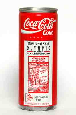 1992 Coca Cola can from Korea, Barcelona '92 Olympic Poster / Athens 1896