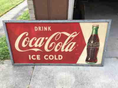 1950 Coca Cola Metal Sign Vintage Drink Coke 71 X 36 Inches