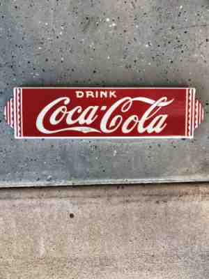 1930s Coca Cola Porcelain Door Push Rare ORIGINAL Sign Antique Vintage