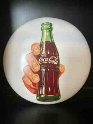 Vintage Original Coca Cola Bottle Decal White 16” Button Soda Sign Coke