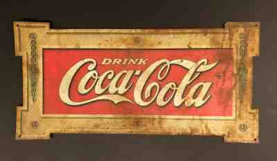 Very Rare 1930-1950 metal Coca Cola Sign Trade Mark Registered, no flaking