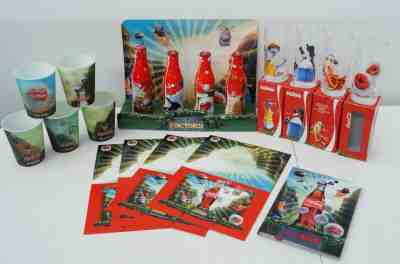 Coca-Cola HAPPINESS FACTORY aluminium bottle display set, glasses, etc...