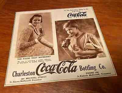 Coca Cola 1930s Charleston SC Bottling Co Newspaper Ad