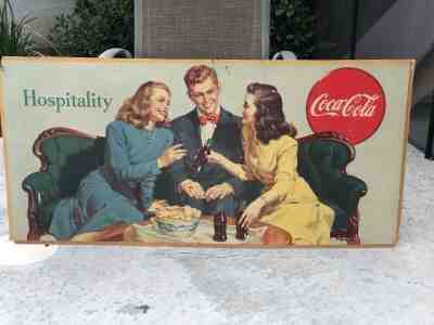 1947 COCA COLA LARGE CARDBOARD.  HOSPITALITY.   56 X 27 INCHES