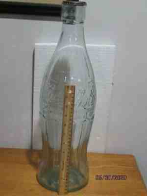 VINTAGE 1923  COCA COLA 20 INCH ADVERTISING BOTTLE WITH CAP AND COUPON
