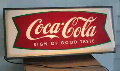 1960s Drink COCA COLA Fishtail Store Display LIGHT UP Sign