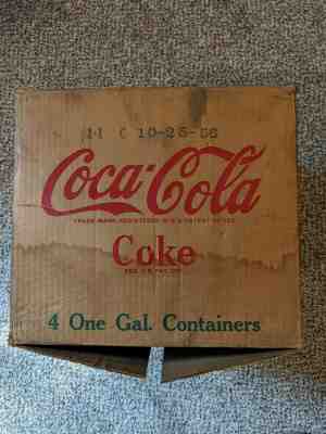 Vintage Coke Coca-Cola 1950's Glass 1 Gallon Syrup Bottles (4) w/Original Box
