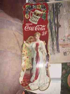 Antique 1903 Coca Cola Store Advertising Bookmark/Sign Gibson Girl Near 6.5” L