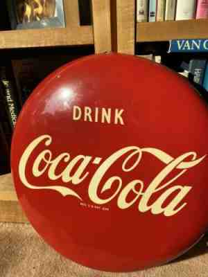 Coca Cola Coke Button 16” Round Metal Sign Button Drink Coca Cola