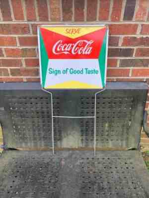 Vintage Metal Coca Cola Restaurant Diner Green Yellow Sign USA