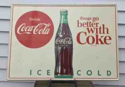 Vintage 1950s BETTER WITH COKE Coca Cola Bottle Graphic Soda Advertising Sign