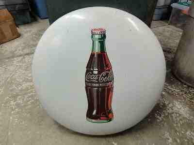 Vintage Original Porcelain White 24" Coca Cola Sign Button Coke