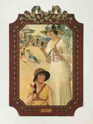 Rare Vintage Antique 1918 Coca Cola BEACH GIRLS 28” Cardboard Advertising Sign