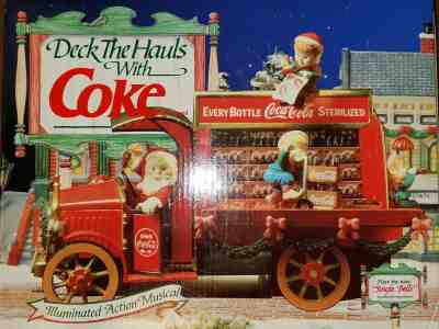 RARE Enesco Coca-Cola DECK THE HAULS Rolling Truck Action/Lights Music Box VIDEO