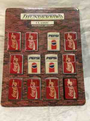 Rare Vintage Coca Cola And Pepsi Lighters Original Store Display. 12 Total .
