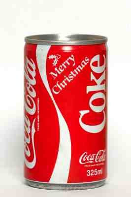 1980's Coca Cola can from Singapore, Merry Christmas