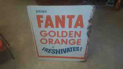 VINTAGE FANTA ORANGE SIGN EMBOSSED VINTAGE 1960'S COCA COLA COKE NOS 
