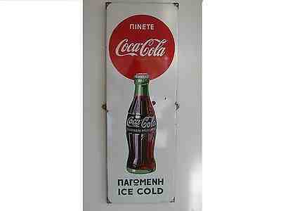 COCA COLA CYPRUS 1950's   PORCELAIN   BOTTLE  SIGN ULTRA RARE IN THIS CONDITION!
